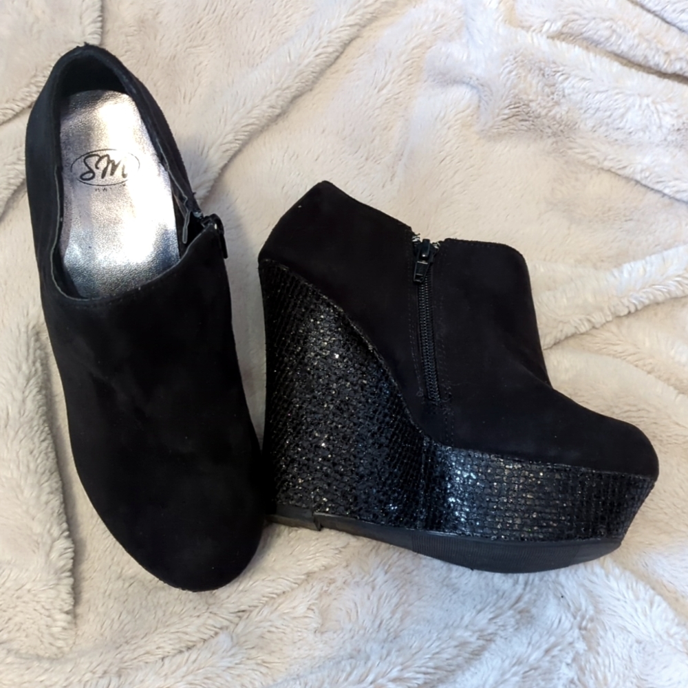 Black Sparkle Ankle Boots